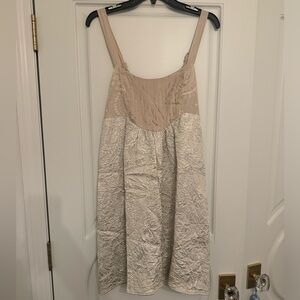 Left of Center size 6 champagne metallic dress with lace detail